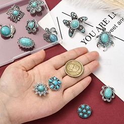 12 stücke 12 arten legierung strass & harz imitation türkis druckknöpfe&nbsp;BUTT-CJ0001-04
