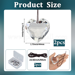 2 Stück Glas-Herzanhänger-Dekorationen&nbsp;HJEW-SP0001-22A