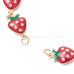 Messing Emaille rote Erdbeere Gliederkette Armband Herstellung&nbsp;AJEW-JB01420