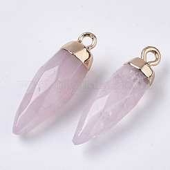Top vergoldete natürliche Rosenquarz spitze Anhänger&nbsp;G-S359-078E