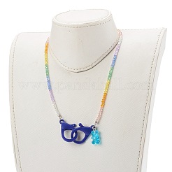 Regenbogen personalisierte galvanisierte Glasperlenketten&nbsp;NJEW-JN03410-02