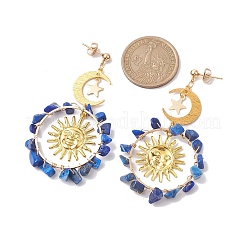 Vintage Ohrstecker aus natürlichem Lapislazuli&nbsp;EJEW-JE05807-04