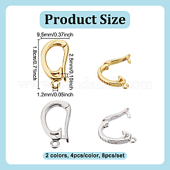 8 pz 2 colori in ottone micro spianare i fermagli pieghevoli in zirconia cubica&nbsp;KK-UN0004-92