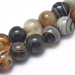 Chapelets de perles en agate à rayures naturelles/agates à bandes&nbsp;G-I254-03A