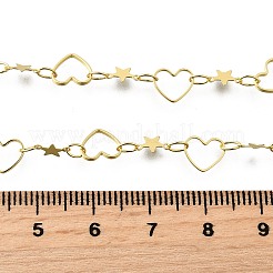 Colliers à maillons en laiton avec cœur et étoile pour femmes&nbsp;NJEW-D314-02G