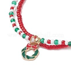 Bracelets multicouches en perles de verre et perles de verre de Noël&nbsp;BJEW-MZ00240-02