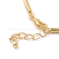 Bracelet perlé rond en émail mauvais œil avec chaînes serpent rondes en laiton pour femme&nbsp;BJEW-G654-01G