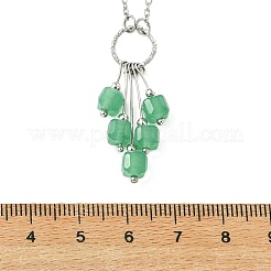 Collana da donna con ciondolo a nappa con perline a cubo sfaccettato in pietre preziose miste naturali e catena a satellite in acciaio inossidabile 304.&nbsp;NJEW-JN06448