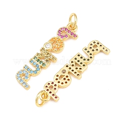 Pendenti in zirconi cubici colorati in micro pavè di ottone&nbsp;KK-P353-08G