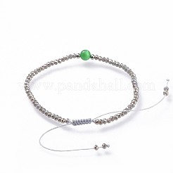 (venta de fábrica de fiestas de joyería) pulseras de cuentas trenzadas de vidrio electrochapado ajustables&nbsp;BJEW-JB04587-03