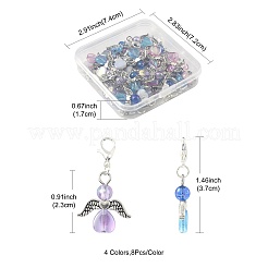 32 pz 4 colori angelo acrilico trasparente con decorazioni pendenti in lega&nbsp;HJEW-FS00040-01