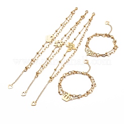 201 bracelets à breloques en acier inoxydable&nbsp;BJEW-H534-01