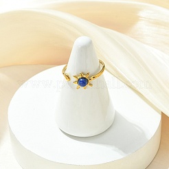 Offene Manschettenringe aus Edelstahl 304 mit Edelstein-Sonne für Damen&nbsp;RJEW-JR01064
