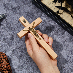 Ostern kreuz mit jesus holz legierung figuren ornamente&nbsp;DJEW-WH0016-52B