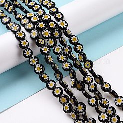Handmade Millefiori Glasperle flach rund Stränge&nbsp;X-LK-P011-20