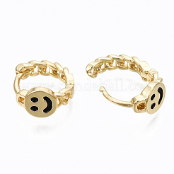 Orecchini a cerchio huggie in ottone smaltato&nbsp;EJEW-S210-012-NR