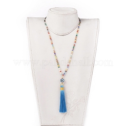Set di gioielli con ciondolo in nappa di poliestere&nbsp;SJEW-JS01063