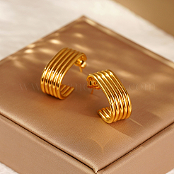 Boucles d'oreilles à tige multicouches en acier inoxydable 304 élégantes en forme de C&nbsp;RT9970
