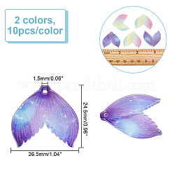 20 pieza de colgantes de resina transparente de 2 colores con degradado de color&nbsp;RESI-AR0001-24