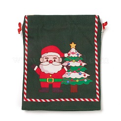 Bolsas de tela rectangulares con tema navideño con cordón de yute.&nbsp;ABAG-P008-01C