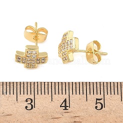 Ohrstecker aus Messing mit Mikropflaster und klarem Zirkonia&nbsp;EJEW-Z144-18G