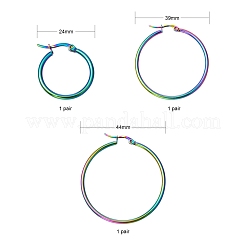 3 par de pendientes de aro huggie de acero inoxidable 304 de tamaño 3&nbsp;EJEW-FS0001-03