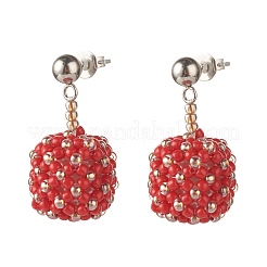 Boucles d'oreilles pendantes en perles de rocaille japonaises toho&nbsp;EJEW-JE04762-01