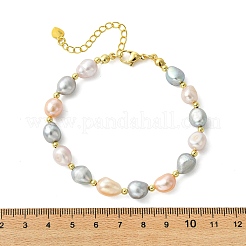 Armbänder aus natürlichen Süßwasserzuchtperlen und Messingperlen für Damen&nbsp;BJEW-JB13745