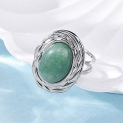 Anillos de dedo ovalados con piedras preciosas naturales y sintéticas&nbsp;RJEW-M063-01P