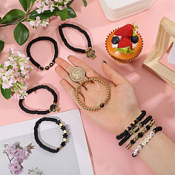 9 pièces 9 styles faits à la main en argile polymère heishi perles bracelets extensibles&nbsp;BJEW-WH0012-101B