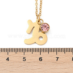 Collar con colgante de constelación de piedra de nacimiento con taladro de vidrio de acero inoxidable 304&nbsp;LS-STAS-D305-08G-J
