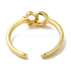 Offene Manschettenringe aus Messing mit Mond- und Blumenmuster für Damen&nbsp;RJEW-L123-011G