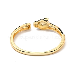 Leoparden-Messingmikropavé-Zirkonia-Armreifen für Frauen&nbsp;BJEW-P281-10G