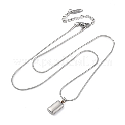Collar con colgante rectangular de acero inoxidable 304 con cadena de serpiente para mujeres y hombres.&nbsp;EJEW-Z044-02P