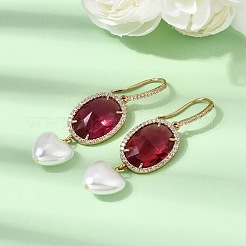 Boucles d'oreilles en laiton avec zircone cubique de micro pave&nbsp;EJEW-G471-10G-03