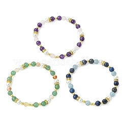 3 bracelet en perles de pierre naturelle mélangée&nbsp;BJEW-JB13895