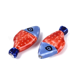 Perline di porcellana a forma di pesce dipinte a mano&nbsp;PORC-N013-06G