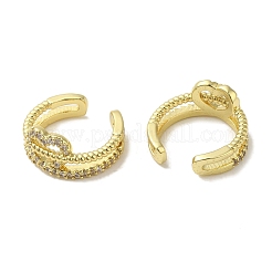 Orecchini da donna con polsino a cuore a 2 filo con micro pavè di zirconi cubici trasparenti con placcatura a cremagliera&nbsp;EJEW-P280-22G