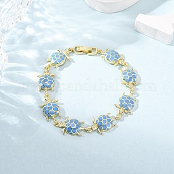 Messing-Gliederarmbänder mit Mikropflaster und klaren Zirkonia für Damen&nbsp;BJEW-H209-04G