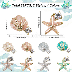 32 Stück 8 Stile Legierung Emaille Cabochons&nbsp;DIY-CP0011-23