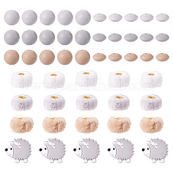 Perles focales en silicone et perles européennes en imitation fourrure de velours&nbsp;DIY-TA0013-50