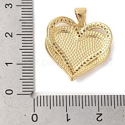 Colgantes de circonitas cúbicas de latón corazón micro pavé&nbsp;KK-K385-045G