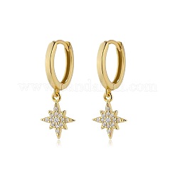 Elegantes pendientes de estrella de plata S925 con microincrustaciones de circonitas.&nbsp;DE4075-1