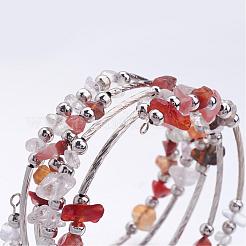 Cinq boucles wrap pierres précieuses perles bracelets&nbsp;BJEW-JB02589