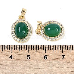 Natürlicher grüner Onyx-Achat (gefärbt und erhitzt) ovale Anhänger&nbsp;KK-U043-34G-01