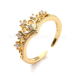 Anello polsino aperto da donna con ali di cuore in zirconi chiari&nbsp;RJEW-C018-19G