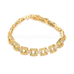Rechteckige Gliederarmbänder aus Messing mit Mikropavé-Fassung aus klaren Zirkonia für Damen&nbsp;BJEW-F530-04G