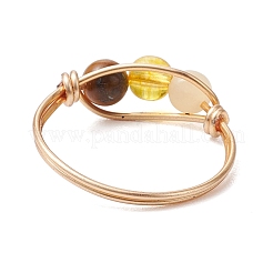 Runder geflochtener Fingerring aus natürlichem und synthetischem Edelstein&nbsp;RJEW-JR00742