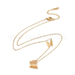 Collier avec pendentif papillon 3D en acier inoxydable 304 plaqué ion (IP) pour femme&nbsp;NJEW-A004-27G
