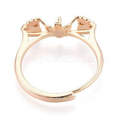 Anillo ajustable con micropavé de latón y circonitas cúbicas transparentes&nbsp;KK-T076-78G